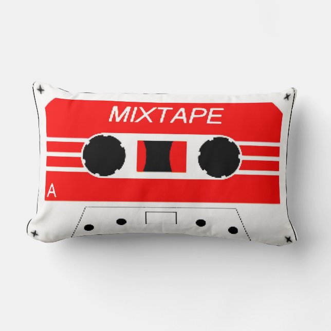 Red Cassette Tape Lumbarkudde (Framsida)
