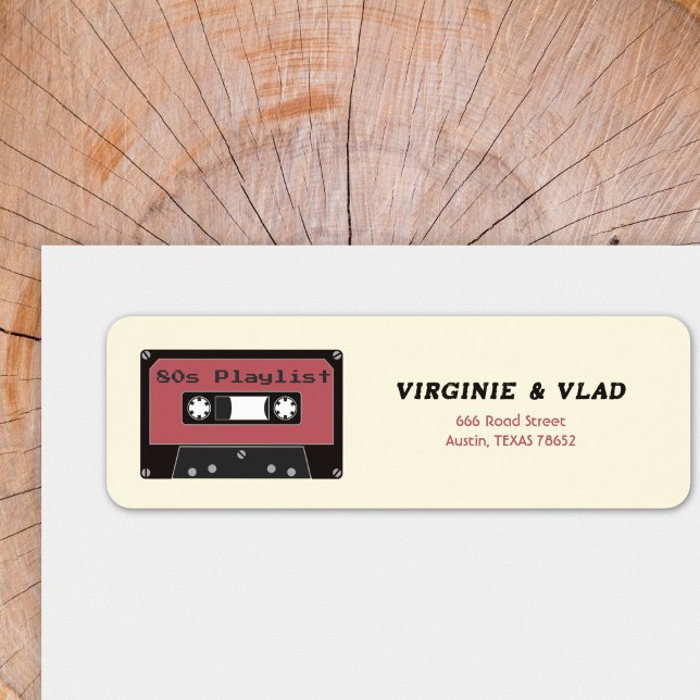 Red Cassette Tape Return-adressetikett Returadress Etikett (Red Cassette Tape Return address label)
