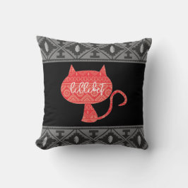 Red Cat | Grey and Black Native American Pattern Kudde