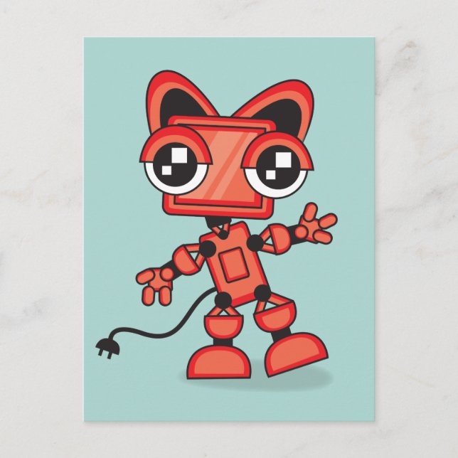 Red Cat Robot Vykort (Framsida)
