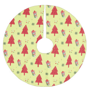 Red cat Santa Julafton träd Seamless mönster Julgransmatta Borstad Polyester