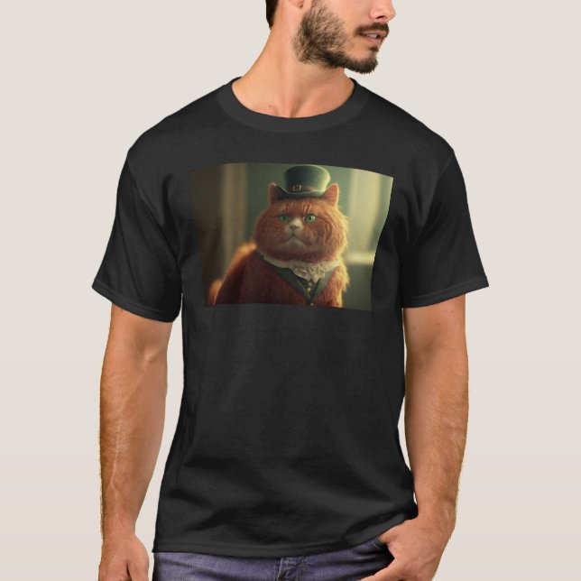Red Cat wearing for celebrating St Patrics Day T Shirt (Framsida)