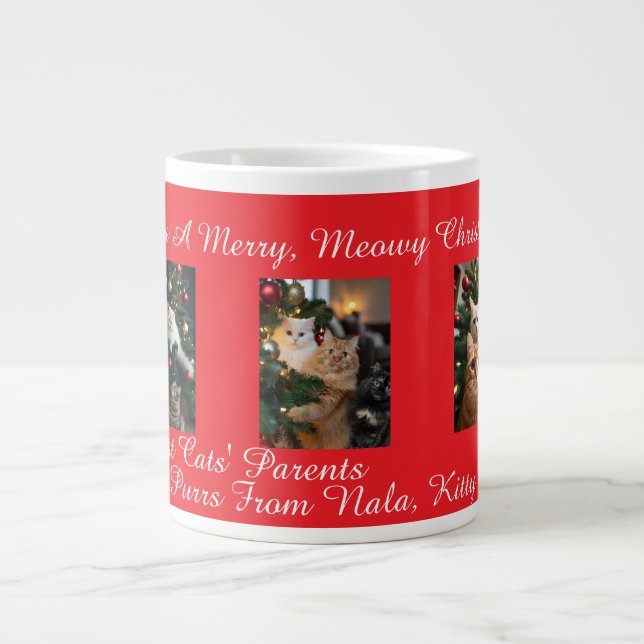 Red Cats Christmas, Image And Text, Customize,  Jumbo Mugg (Framsidan)