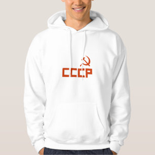 Red CCCP Hammer och Sickle Tröja Med Luva