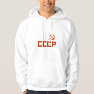 Red CCCP Hammer och Sickle Tröja Med Luva