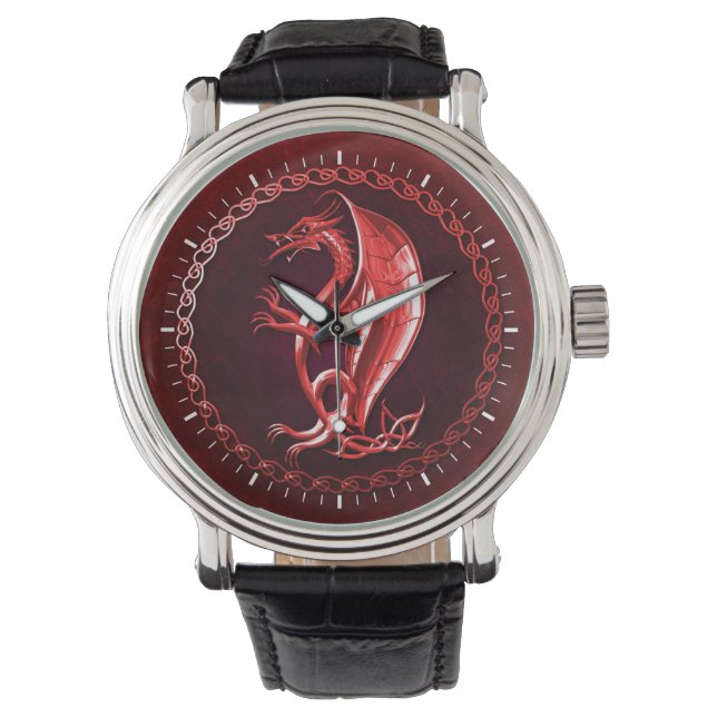 Red Celtic Dragon Armbandsur (Framsida)