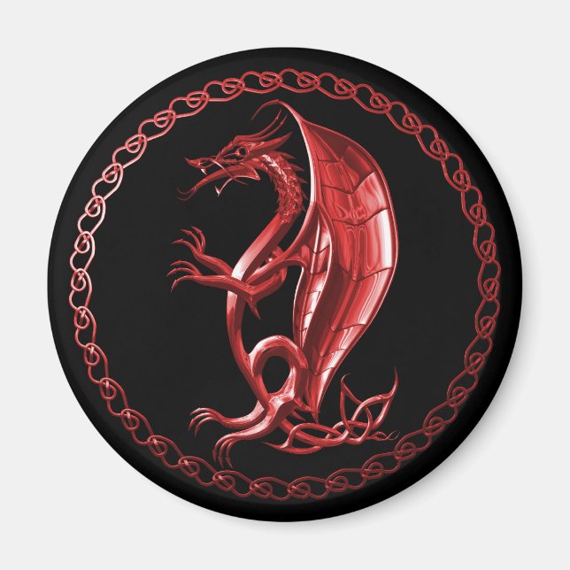 Red Celtic Dragon Magnet (Framsidan)
