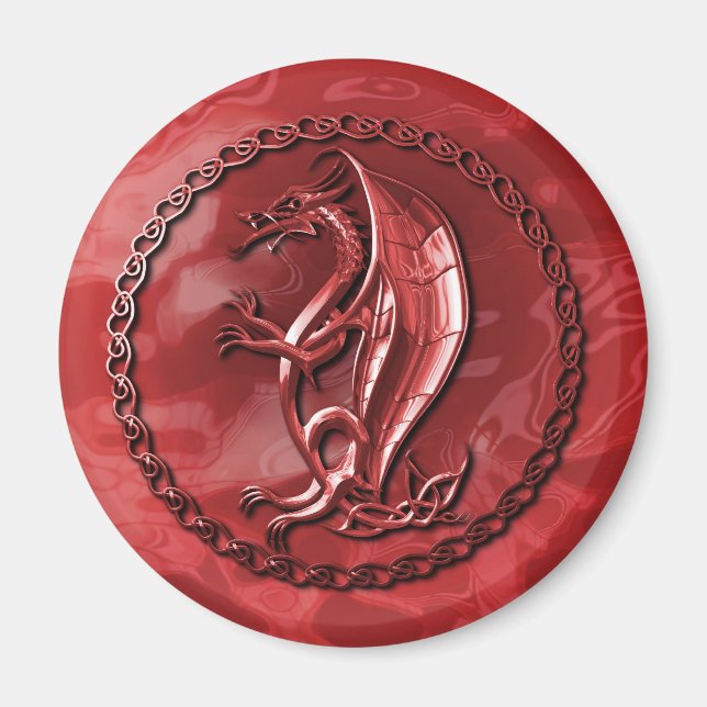 Red Celtic Dragon Magnet (Framsidan)