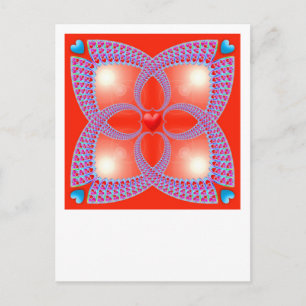 Red Celtic Heart Fractal Mönster Vykort