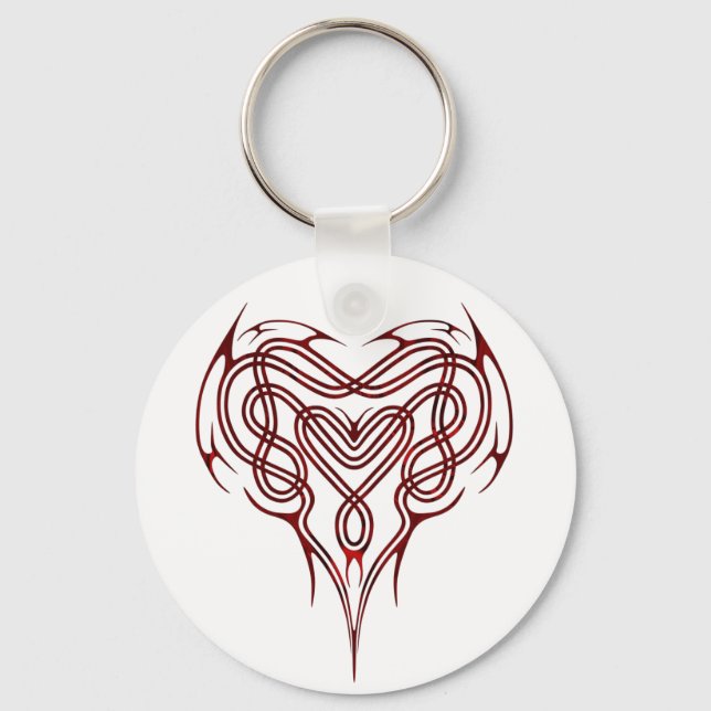 Red Celtic Heart Knot Nyckelring (Framsida)