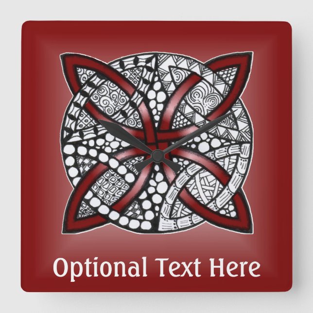 Red Celtic Knot Original Art Fyrkantig Klocka (Framsida)