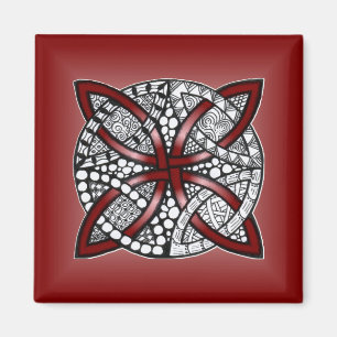 Red Celtic Knot Original Art Magnet