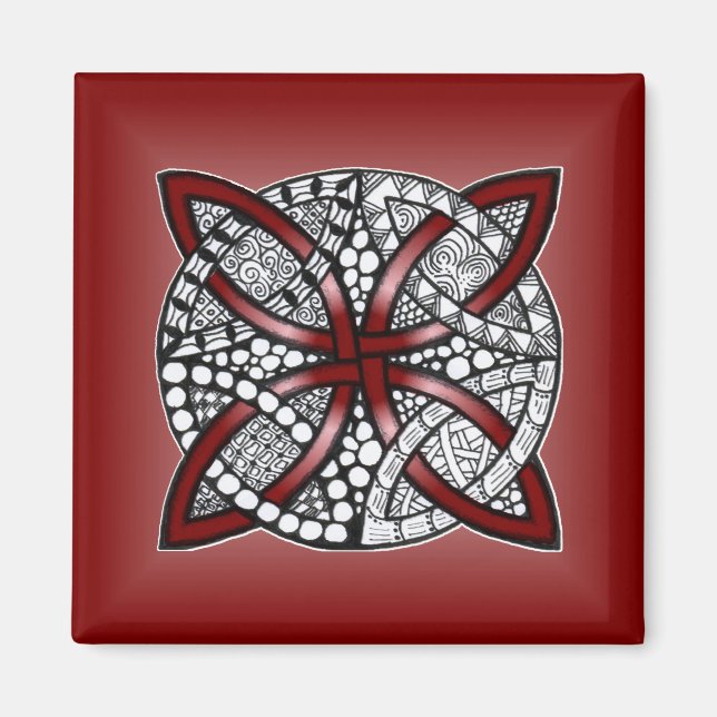 Red Celtic Knot Original Art Magnet (Framsidan)