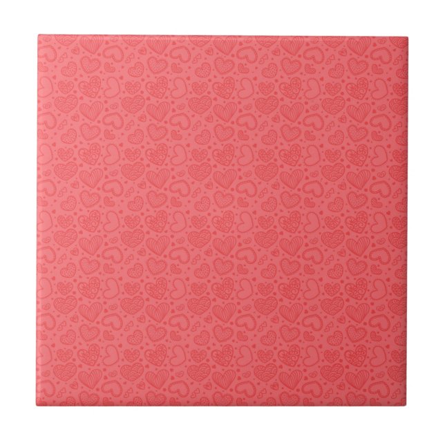 Red Ceramic Tile med hearts Kakelplatta (Framsidan)
