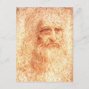 Red Chalk Leonardo da Vinci-vykort för porträtt Vykort