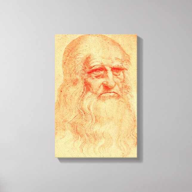Red chalk självporträtt i Leonardo da Vinci Canvastryck (Framsida)