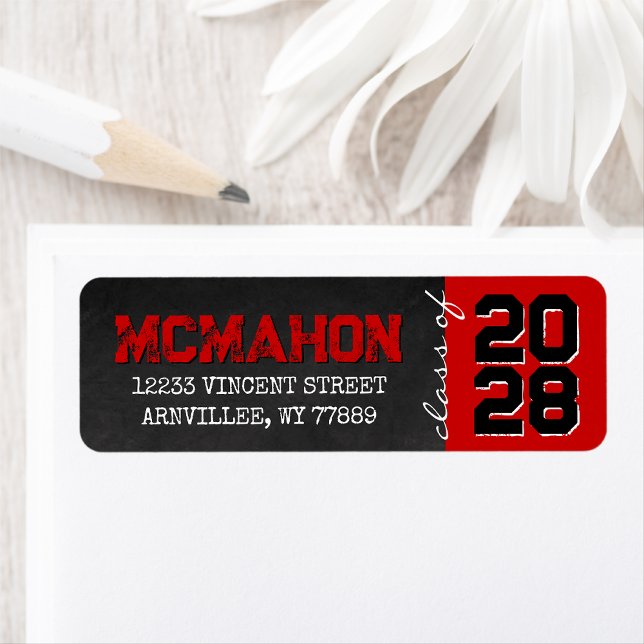 Red Chalkboard Studenten Returadress Returadress Etikett (Matching Envelopes, Return Address Labels & Envelope Seals)