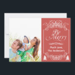 Red Chalkboard Typography God jul Photo Julkort<br><div class="desc">Red and White Retro English Cottagecore Aesthetic jul Family Helgdag Photo Card</div>