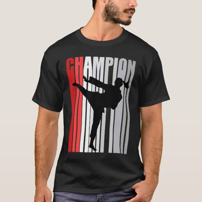 Red Champion of Karate Sparring Birthday Competiti T Shirt (Framsida)