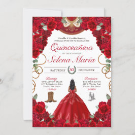 Red Charro Elegant Ro Quinceanera Inbjudningar