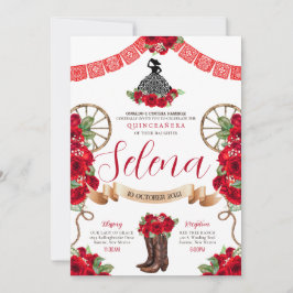 Red Charro Quinceanera Papel Picado Westernare Ro Inbjudningar