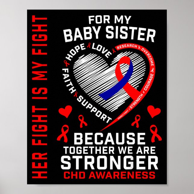Red Chd Awareness Baby Sister Heart Disease Matchi Poster (Framsidan)