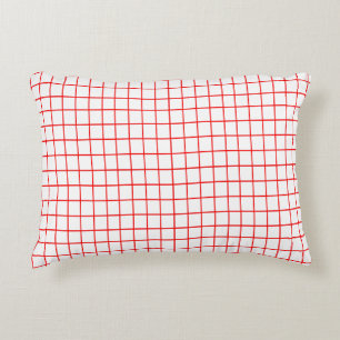 Red Check Gingham Rand Play Mönster Thin Line Prydnadskudde