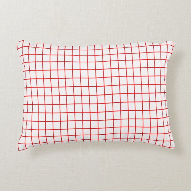 Red Check Gingham Rand Play Mönster Thin Line Prydnadskudde (Framsidan)