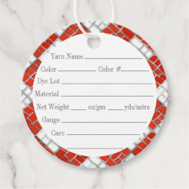 RED CHECK MOSAIC 2-tums Märkre med rundgarn Gåvor Etiketter