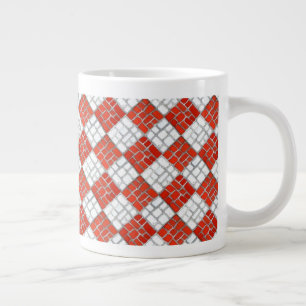 RED CHECK MOSAIC Big White Mugg Jumbo Mugg