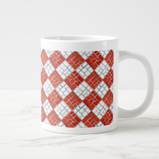 RED CHECK MOSAIC Big White Mugg Jumbo Mugg (Höger)