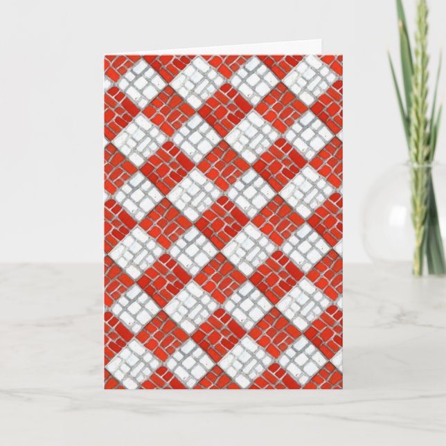 RED CHECK MOSAIC-julkort Helgkort (Framsida)