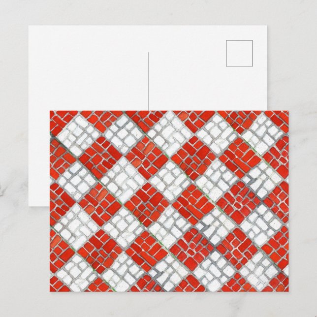 RED CHECK MOSAIC-vykort Vykort (Fram/baksida)