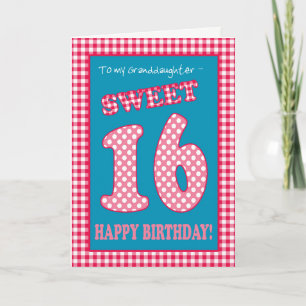 Red Check Polkas Sweet 16th Birthday Granddotter Inbjudan