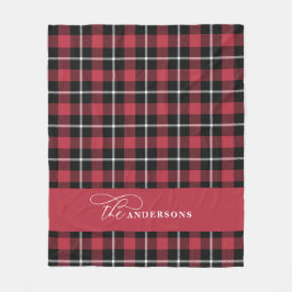 Red check Tartan-skript, personlig-familj ull Fleecefilt