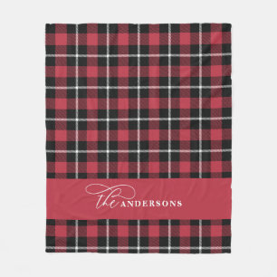 Red check Tartan-skript, personlig-familj ull Fleecefilt