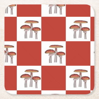 Red check with mushroom underlägg papper kvadrat