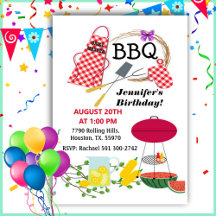 Red Checkated Apron and Barbecue Grill Birthday