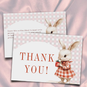 Red Checkated Berry Sweet Bunny Baby Shower Flat Tack Kort