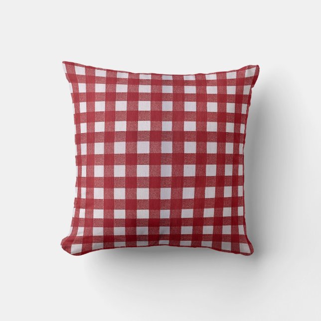 Red Checkated Mönster Pillow Kudde (Framsida)