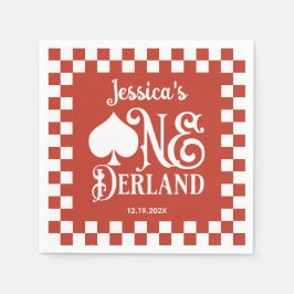 Red Checkered Alice in ONEderland 1st Birthday Pappersservett