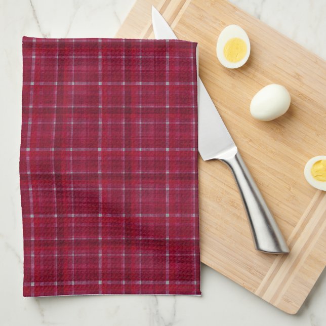 Red Checkered Tartan Kökshandduk (Vikt i Fjärdedel)