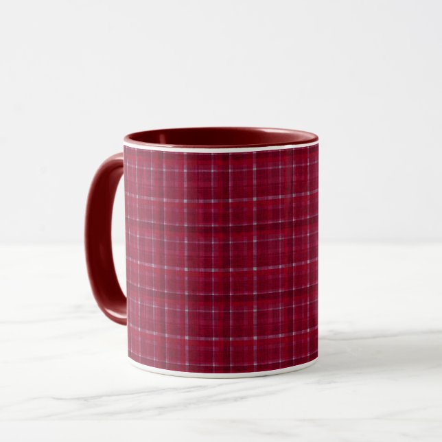 Red Checkered Tartan Mugg (Framsida vänster)