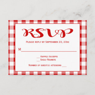 Red Checks OSA Bröllop, Party Gingham Play Kort