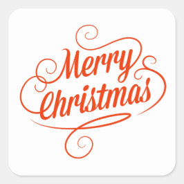 Red Cheerful God jul Typography Fyrkantigt Klistermärke