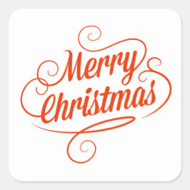 Red Cheerful God jul Typography Fyrkantigt Klistermärke