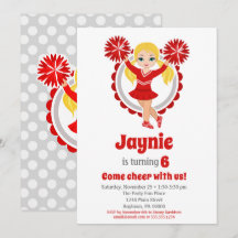 Red CheerLeader - Blonde Girls Cheer Birthday