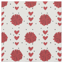 Red CheerLeader Pom Poms & Hearts Mönster