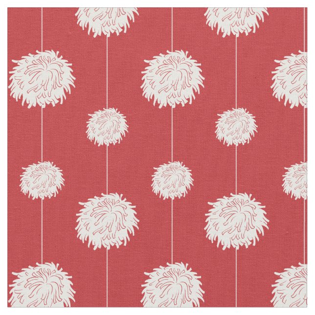 Red Cheerledare Pom Pom Mönster Tyg (Närbild)