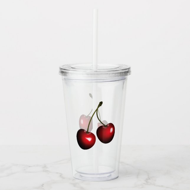 Red Cherries Acrylic Tumbler Sweet Cherry Take Away Mugg (Framsida)